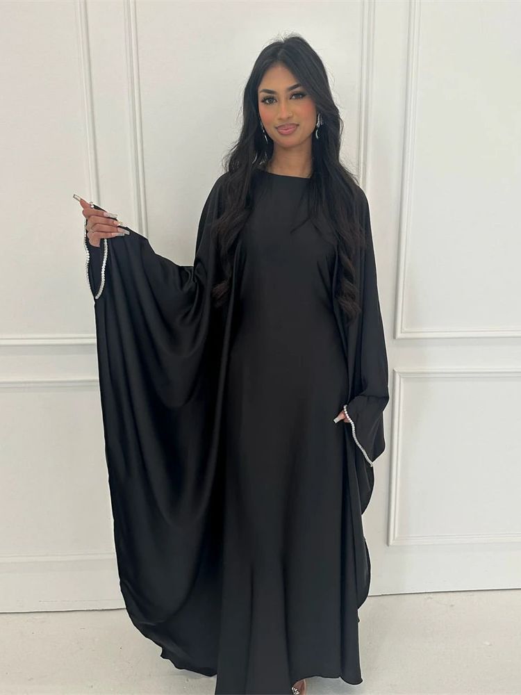 Luxury Lifestyle Women - Eid Muslim Kaftan Satin Batwing Abaya