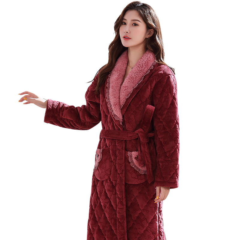 Luxury Lifestyle Women - Luxury Red Flannel Quilted Robe Female